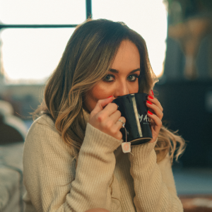 Female drinking coffee